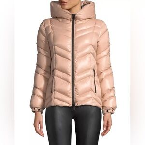 Moncler Fuligule Giubotto Pink Chevron Puffer Coat Jacket w/ Hood - Size 6-8